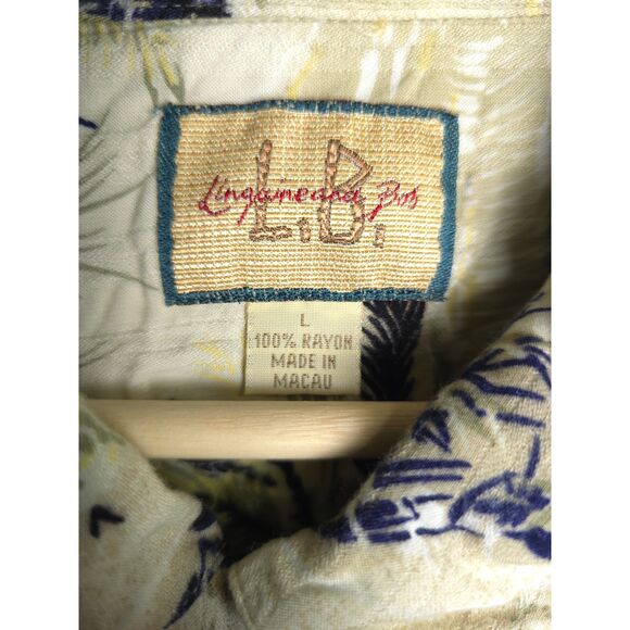 VTG Linguine And Bob Men's SZ L Yellow Hawaiian Floral Tropical Beach Vacation - Picture 2 of 8